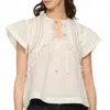 Sea Renata Flutter Sleeve Top In Cream In Neutral