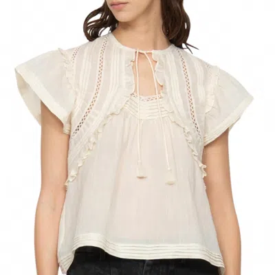 Sea Renata Flutter Sleeve Top In Cream In Neutral