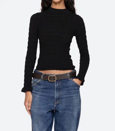 Sea Ruby Knit Long Sleeve Top In Black