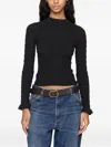 Sea Ruby Textured Ruffled Sleeve Sweater In Blue