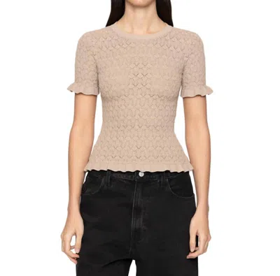Sea Ruby Woven Knit Top In Champagne In White