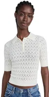 Sea Rue Fine Gauge Knit Polo Sweater In Cream