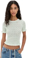 Sea Rue Fine Gauge Knit Short Sleeve Sweater Mint In Green