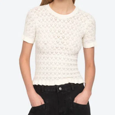 Sea Rue Fine Knit Short Sleeve Sweater In Cream In Neutral