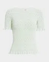 Sea Rue Fine Gauge Knit Short Sleeve Sweater Mint In Green