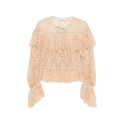 Sea Ruffled Lace Blouse In Neutral