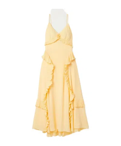 Sea Ruffled Mid-length Dress In Yellow