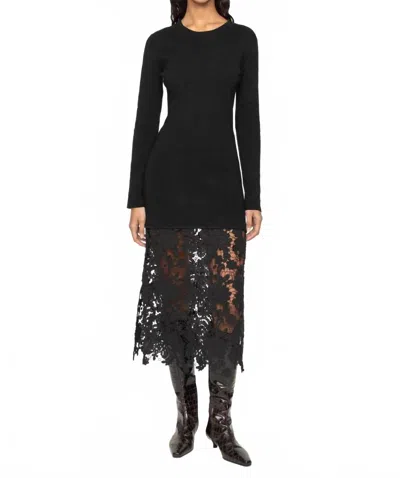 Sea Sabine Embroidery Combo Dress In Black