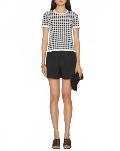 Sea Saige Gingham Knit Short Sleeve Top In Multi In Black