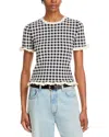 Sea Saige Ruffled Gingham Jacquard-knit Top In Black