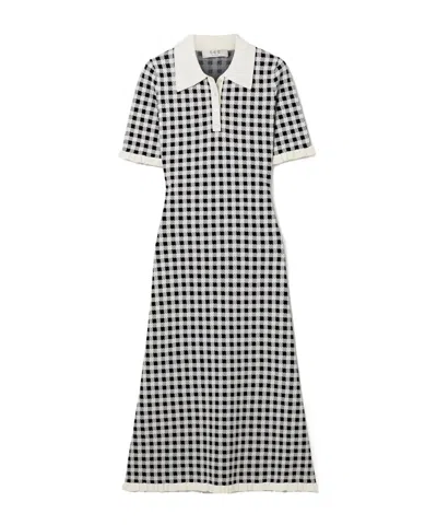 Sea Saige Ruffled Checked Jacquard-knit Midi Dress In Blue