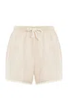 Sea Sally Crocheted Cotton Shorts In Tan