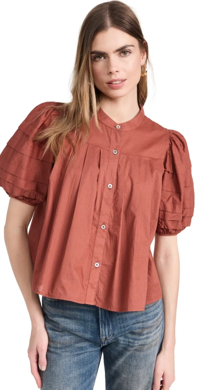 Sea Salome Puff Sleeve Button Down Top Sunset
