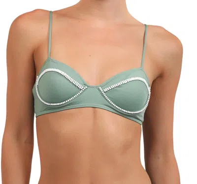 Sea Salt Lime Bikini Top In Green / White