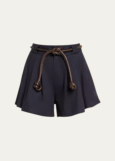 Sea Samaka Belted Garment-dyed Shorts In Navy