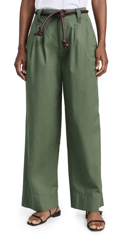 Sea Samaka Garment Dye Pants W/ Belt Thyme In Green