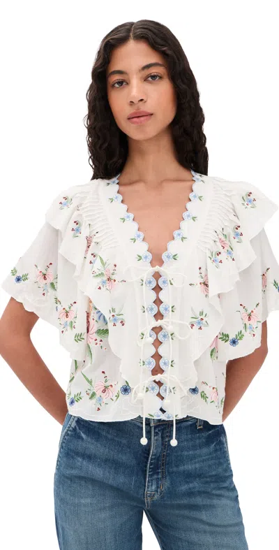 Sea Serafina Embroidery Shortsleeve Top In White