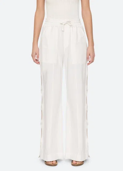 Sea Shai Cotton Linen Relax Fit Pants In White