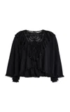 Sea Shanna Beaded Crepe Capelet Top In Black