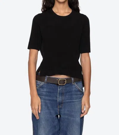 Sea Shanna Lace Short Sleeve Pull Over Top In Black