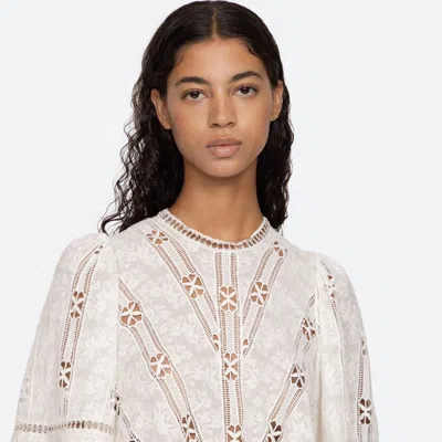Sea Sharika Embroidery Short Sleeve Top In White