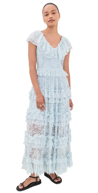 Sea Sharleen Ruffled Lace Maxi Dress In Blue