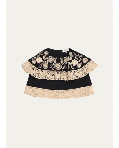 Sea Shiloh Embroidered Ruffle Blouse In Black