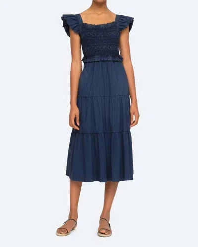 Sea Simona Smocked Dress In Navy In Blue