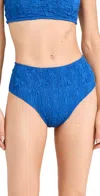 Sea Slone Solid Smocked High Waisted Bikini Bottoms Blue In Blue
