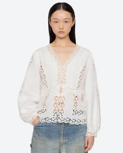 Sea Sofia Embroidery Long-sleeve Blouse In Cream In White