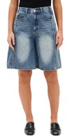 Sea Spencer Mended Denim Bermuda Shorts Blue