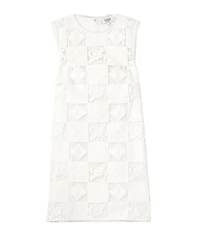 Sea Spliced Embroidered Mini Dress In White