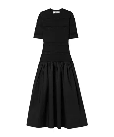 Sea Spliced Knit Extra-long Dress In Black