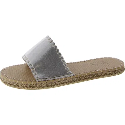 Sea Star Beachwear Cabana Womens Round Toe Slip On Slide Sandals In Silver