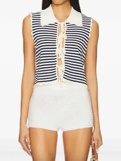 Sea Striped Sleeveless Top In Black