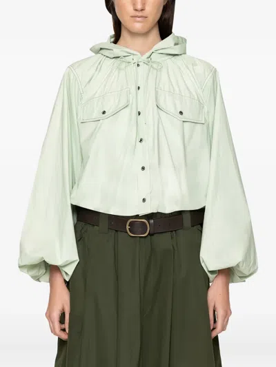 Sea Sullivan Balloon-sleeve Buttoned Hoodie In Gray