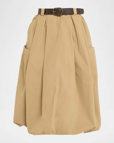Sea Sullivan Belted Bubble Midi Skirt In Brown