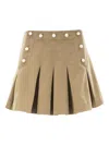 Sea Suzette Pleated Pearl-embellished Mini Skirt In Neutral