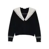 Sea Marie Crochet-collar Cardigan In Black