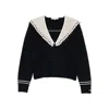 Sea Marie Crochet-collar Cardigan In Black