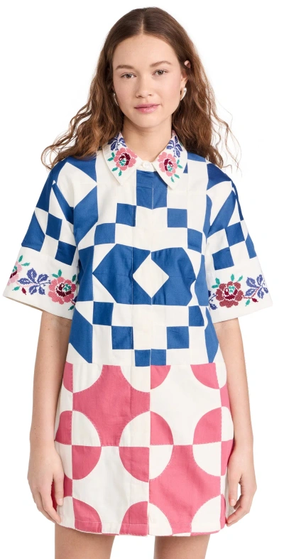 Sea Tanya Patchwork Short Sleeve Dress Multi