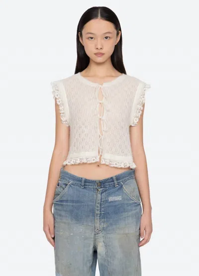 Sea Teagan Knit Combo Vest Top In Cream In White