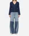 Sea Teri Solid Sportswear Long Sleeve Zip Front Top In Navy In Blue