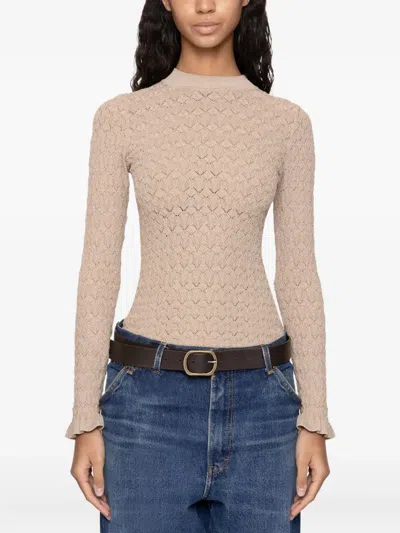 Sea Textured-knit Long-sleeve Sweater In Neutral