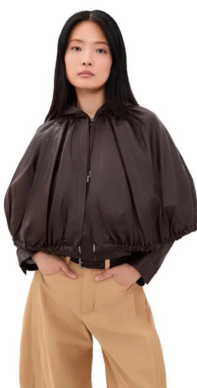 Sea Thompson Leather Cape Jacket Brown