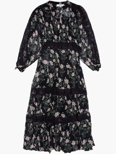 Sea Tiered Midi Dress In Black