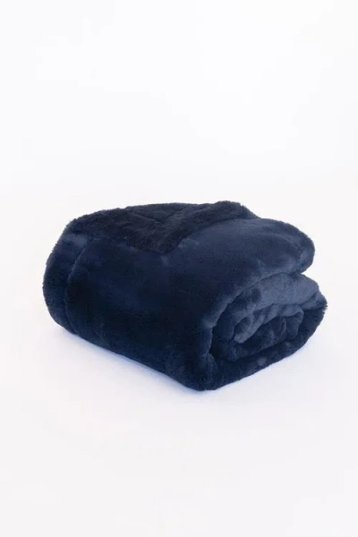Sea To Me Blankets Carmel Cuddle Faux Fur Throw Blanket In Blue