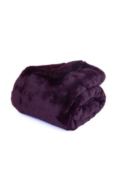 Sea To Me Blankets Carmel Cuddle Faux Fur Throw Blanket In Purple