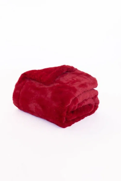 Sea To Me Blankets Carmel Cuddle Faux Fur Throw Blanket In Red