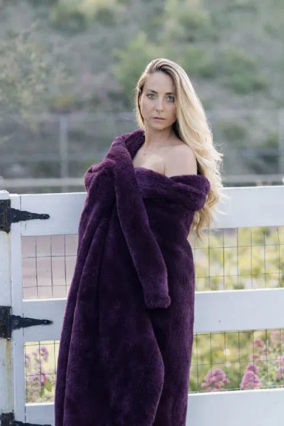 Sea To Me Blankets Carmel Faux Fur Personal Throw Blanket In Purple